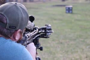 Author putting the Barnett T Rex to the test on the range