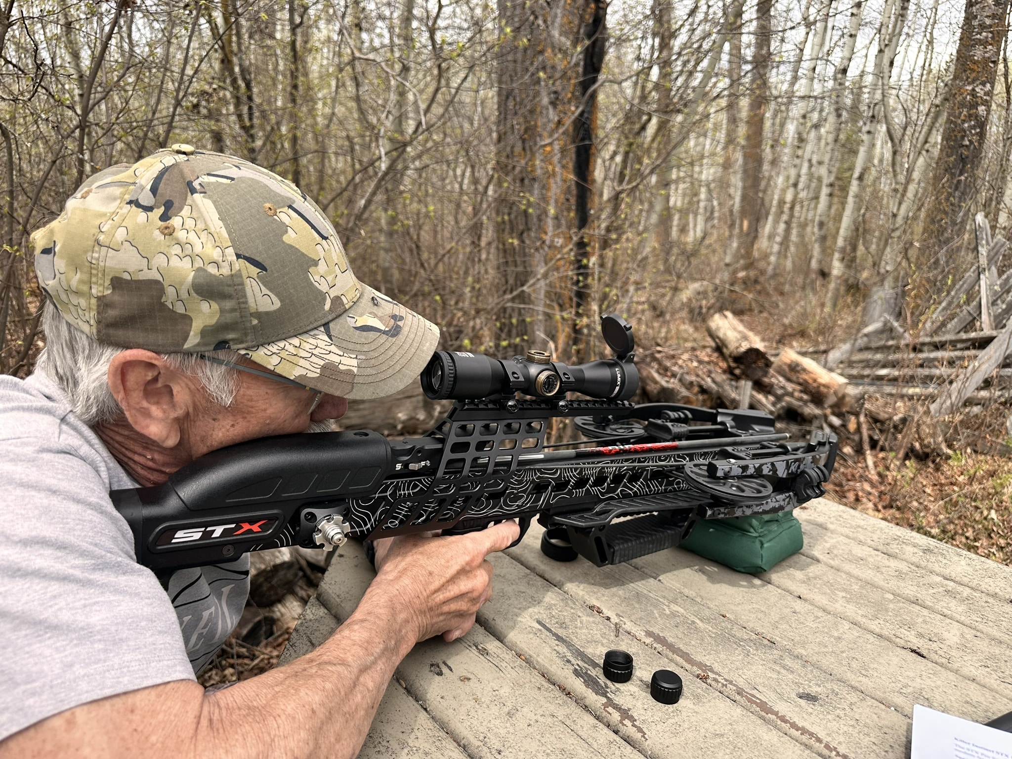 author shooting a crossbow