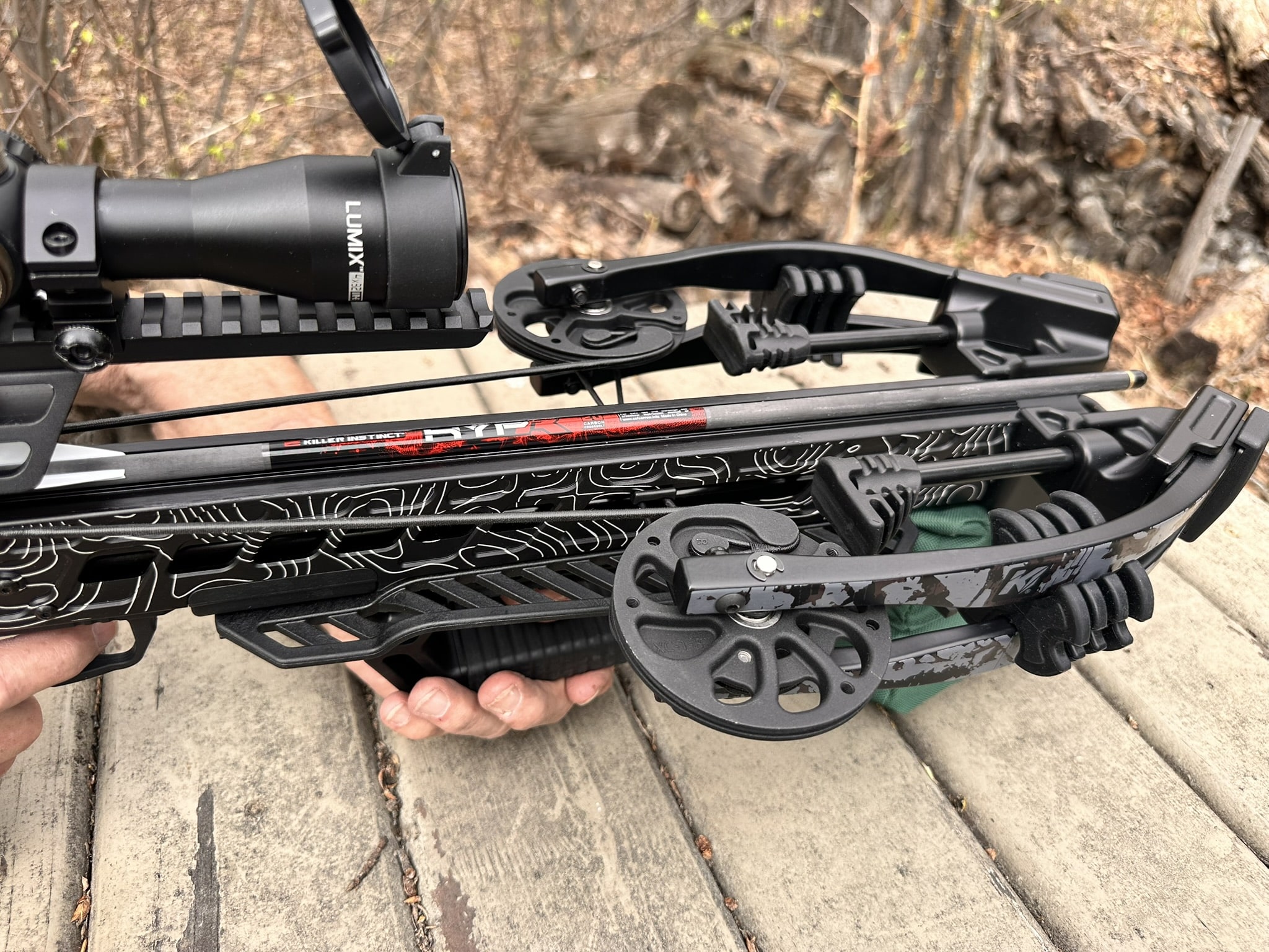 author shooting a crossbow