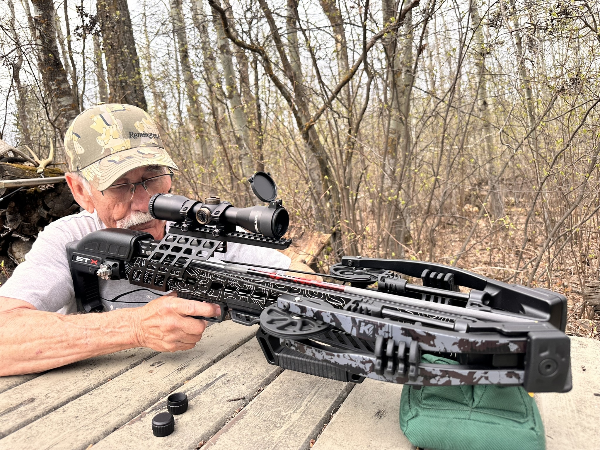 author shooting a crossbow