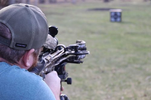 Author putting the Barnett T Rex to the test on the range